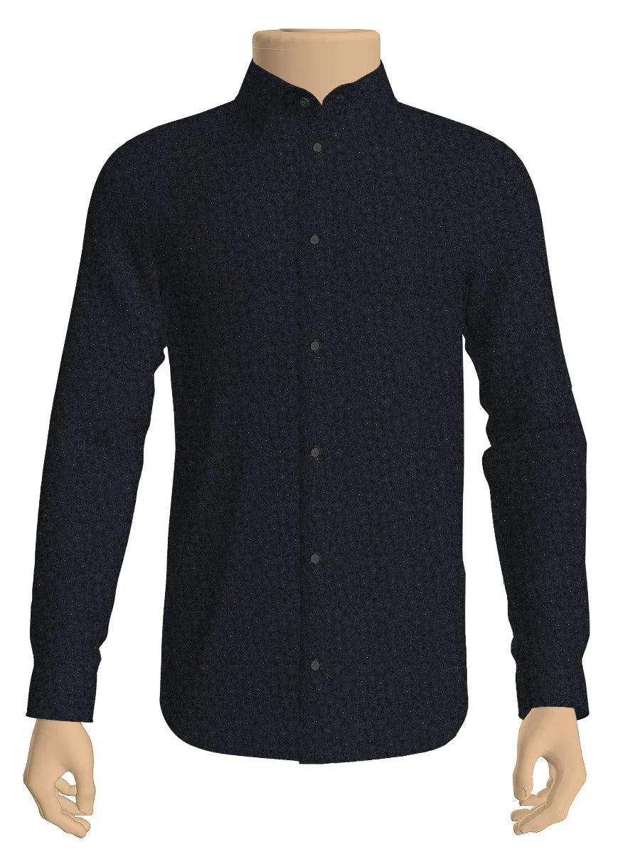 100% Cotton Navy All-over Print Shirt Fabric Alpha