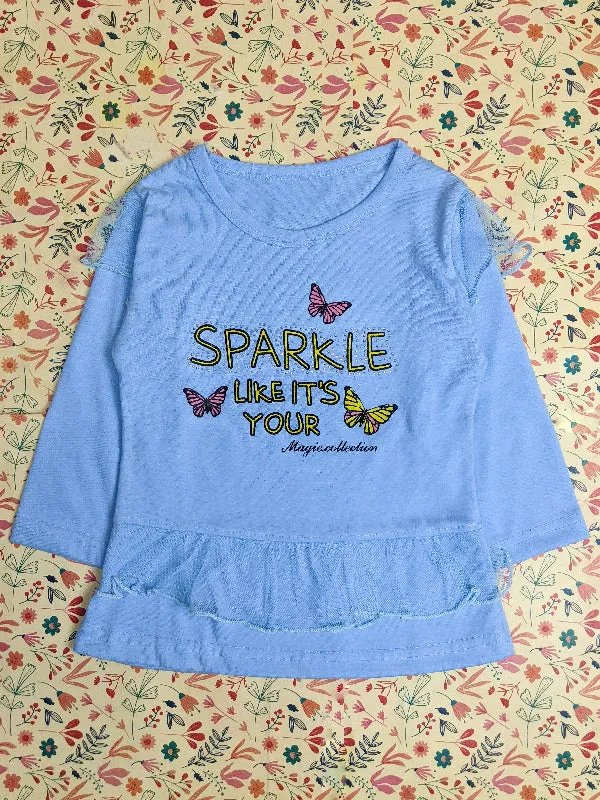 2Yrs - 7Yrs Sparkle Blue T-Shirt For Girls SK GTS15