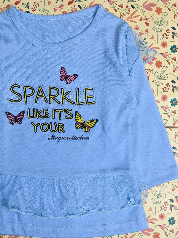 2Yrs - 7Yrs Sparkle Blue T-Shirt For Girls SK GTS15