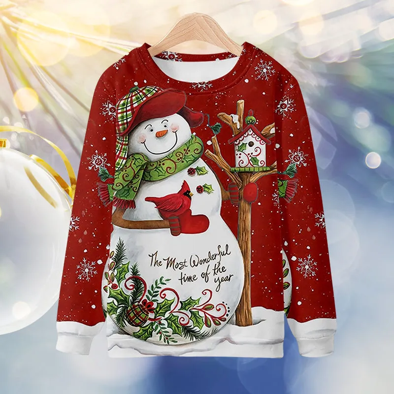 3D Snowman Print Sweatshirt