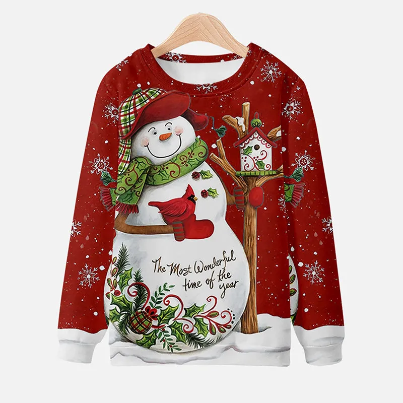 3D Snowman Print Sweatshirt