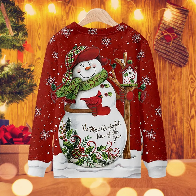 3D Snowman Print Sweatshirt