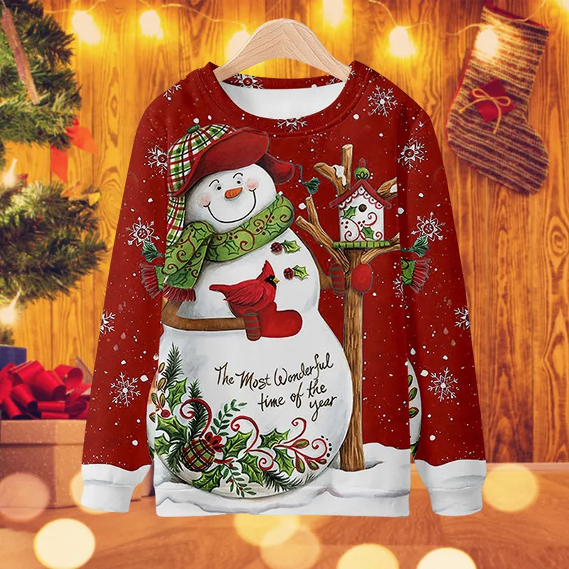 3D Snowman Print Sweatshirt