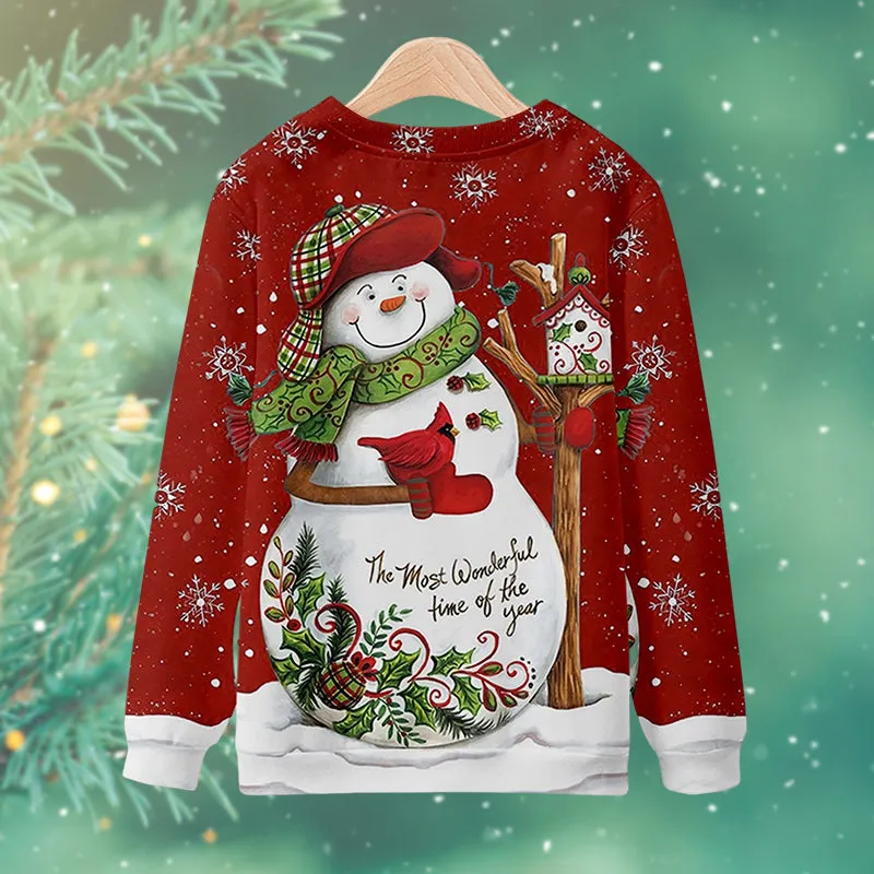 3D Snowman Print Sweatshirt