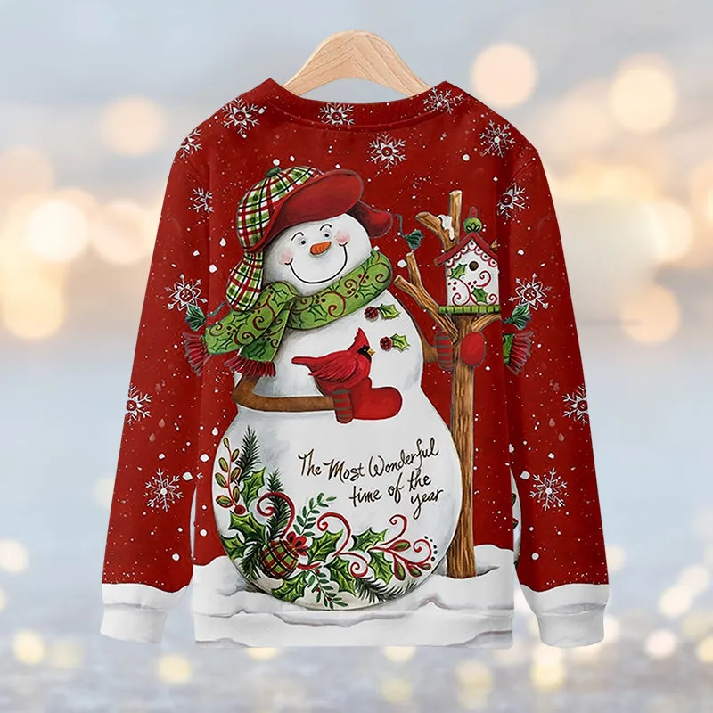 3D Snowman Print Sweatshirt