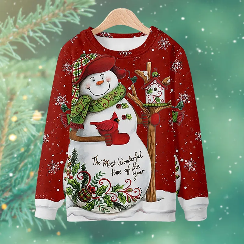 3D Snowman Print Sweatshirt