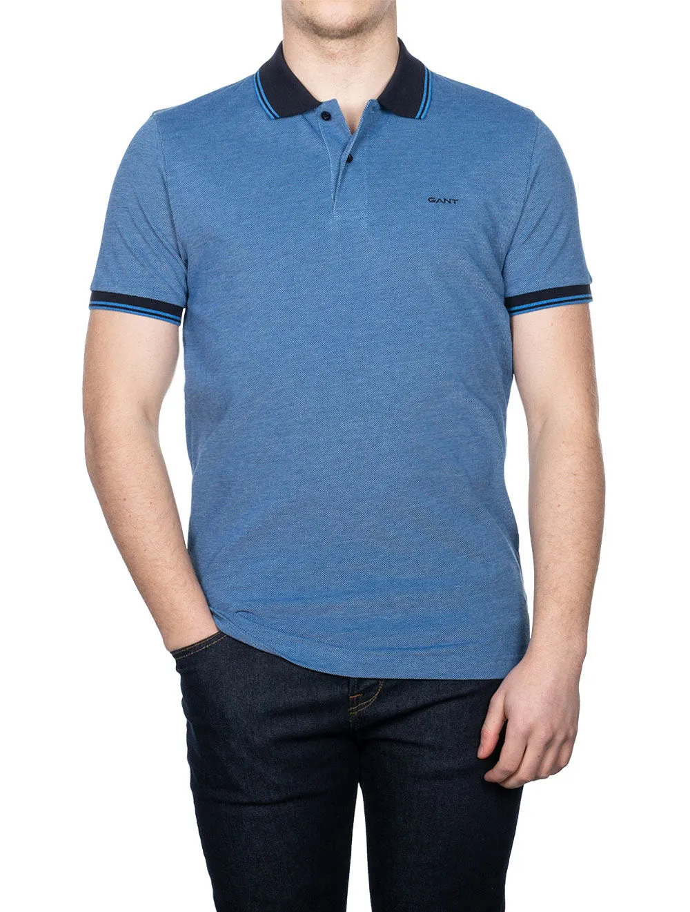 4 colour Oxford Pique Shortsleeve Day Blue