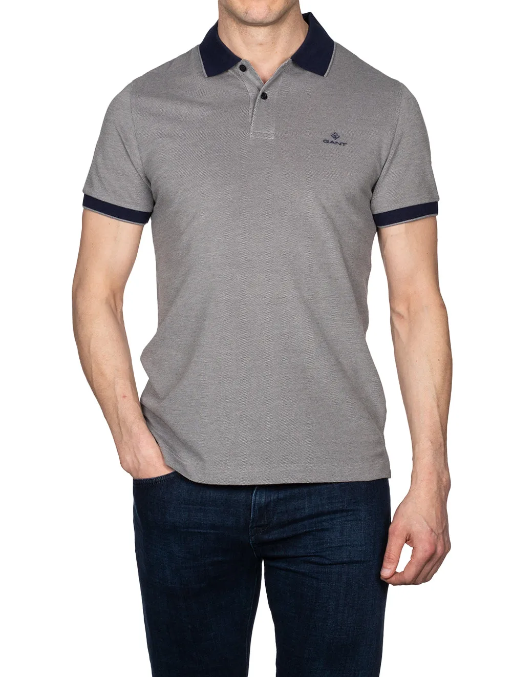 4-colour Oxford Pique Shortsleeve Rugger Grey Melange