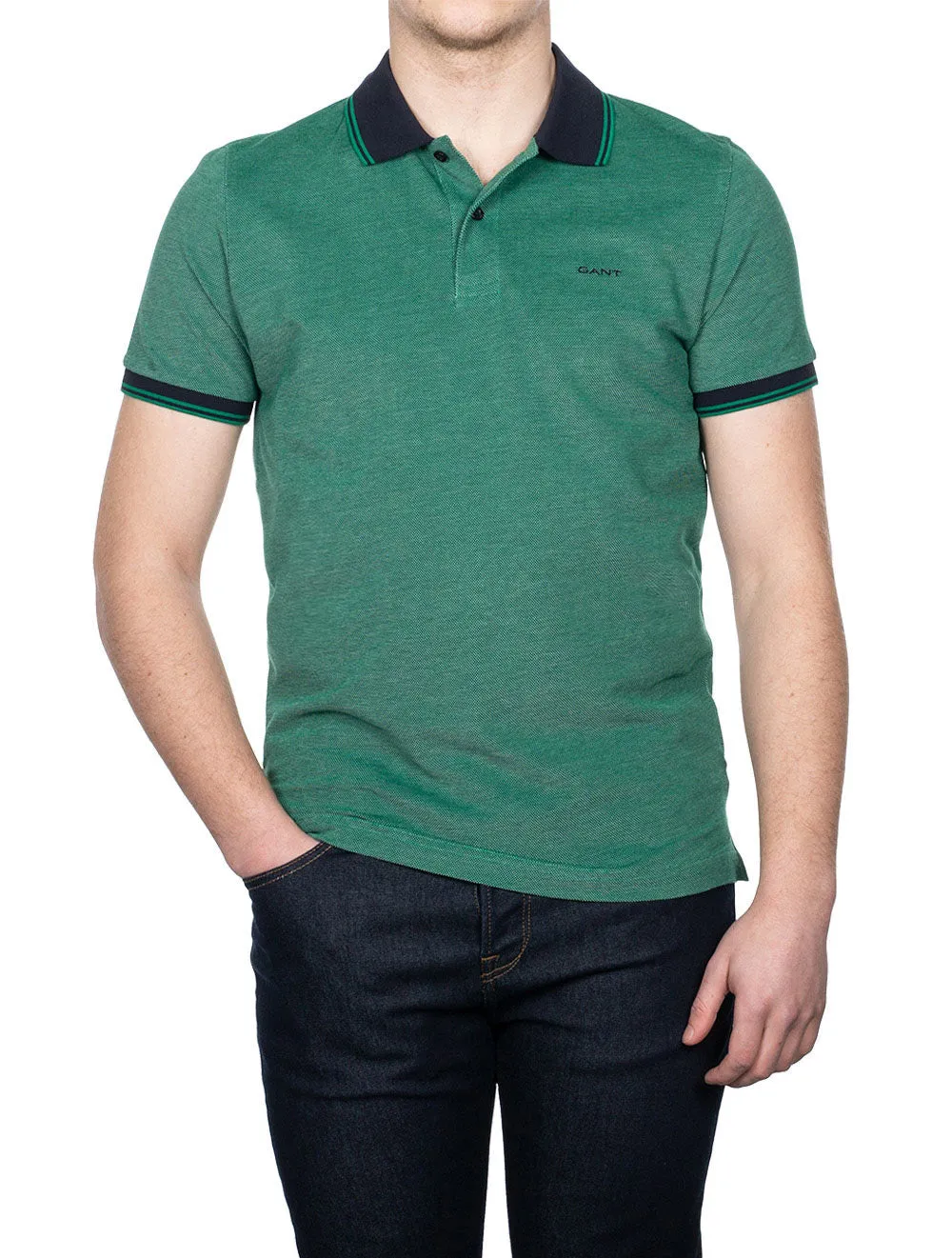 4 colour Oxford Pique Shortsleeve Rugger Lush Green