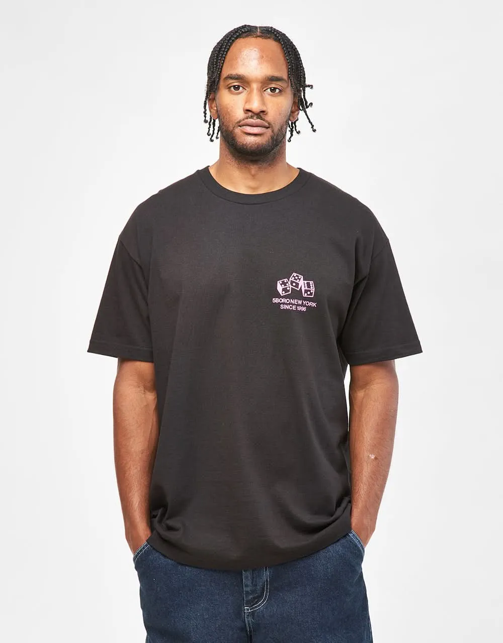 5boro NYC 4-5-6 Dice T-Shirt - Black/Pink