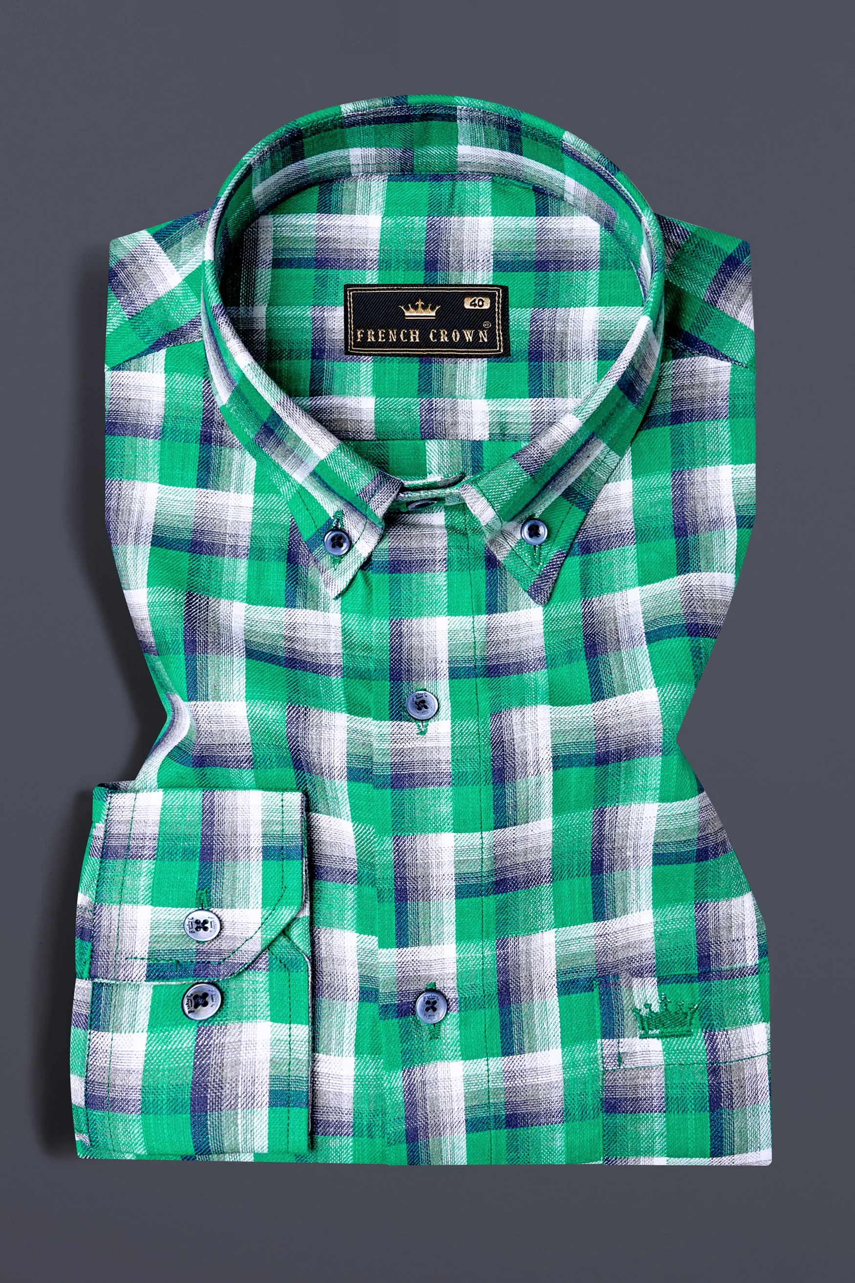 Acapulco Green and Bright White Twill Premium Cotton Shirt