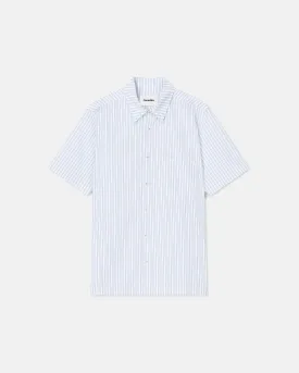 Adam - Striped Cotton Shirt - White Blue