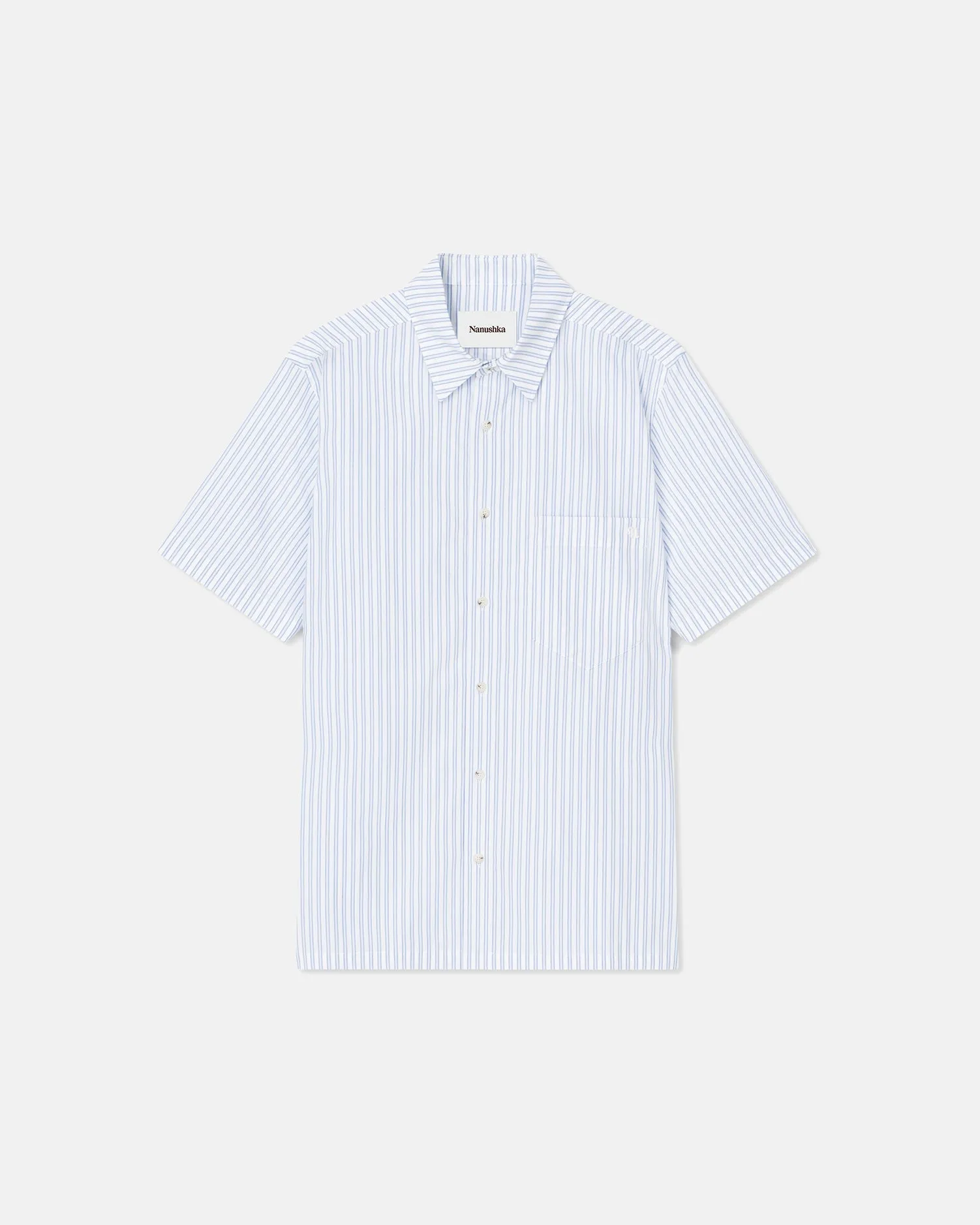 Adam - Striped Cotton Shirt - White Blue