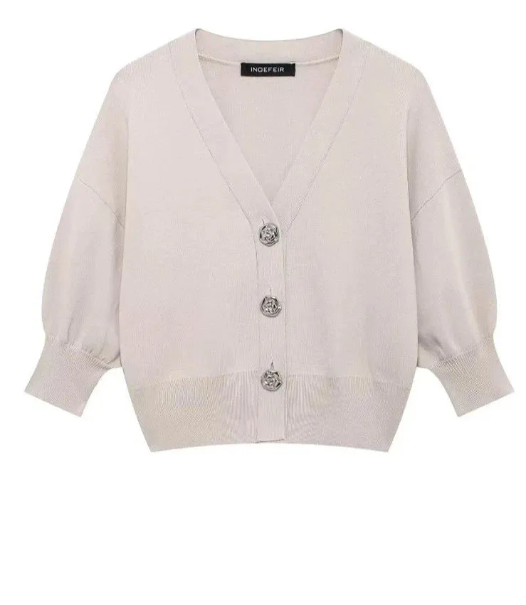 Ailsa - Elegant V-neck cardigan top