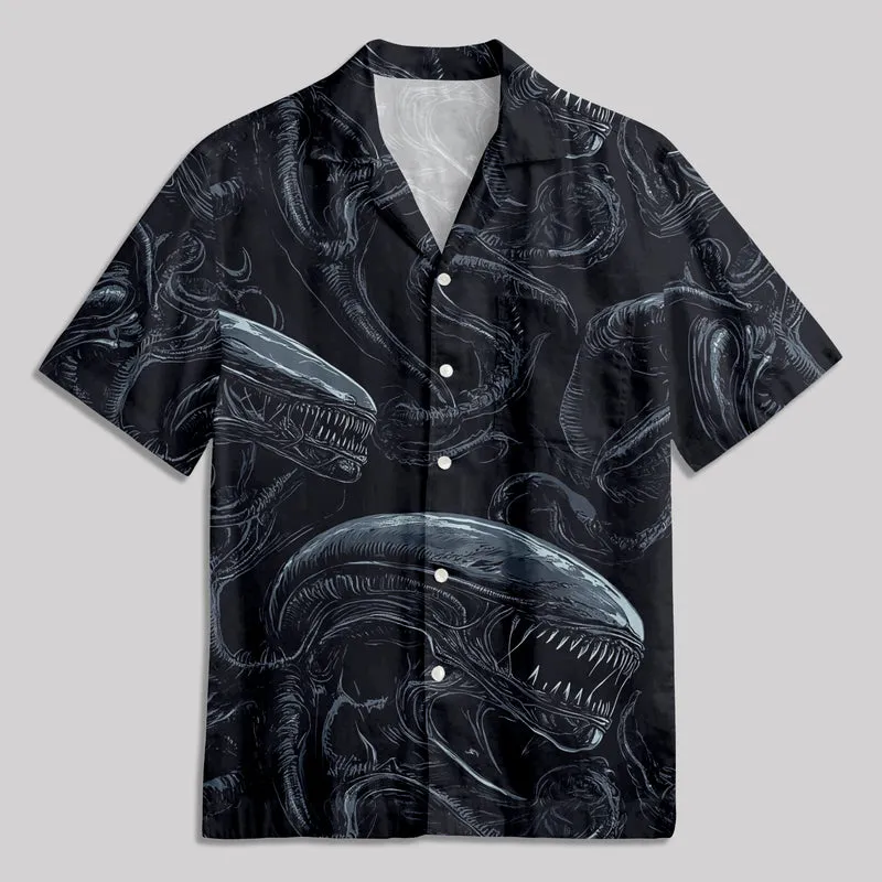 Alien Dark Blue Button Up Pocket Shirt