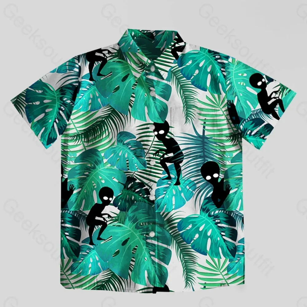 Alien Hawaiian style Button Up Pocket Shirt