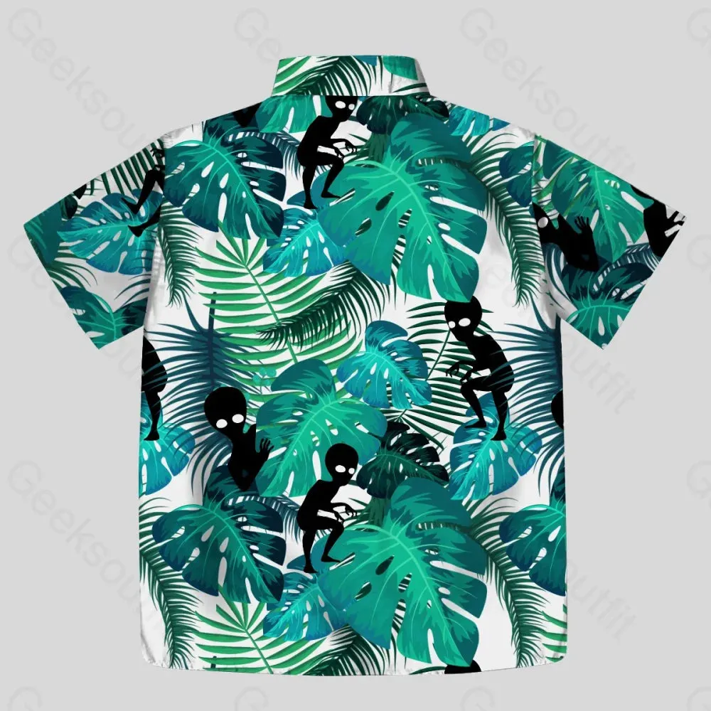 Alien Hawaiian style Button Up Pocket Shirt