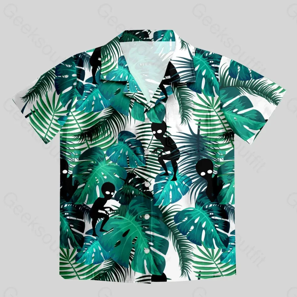 Alien Hawaiian style Button Up Pocket Shirt