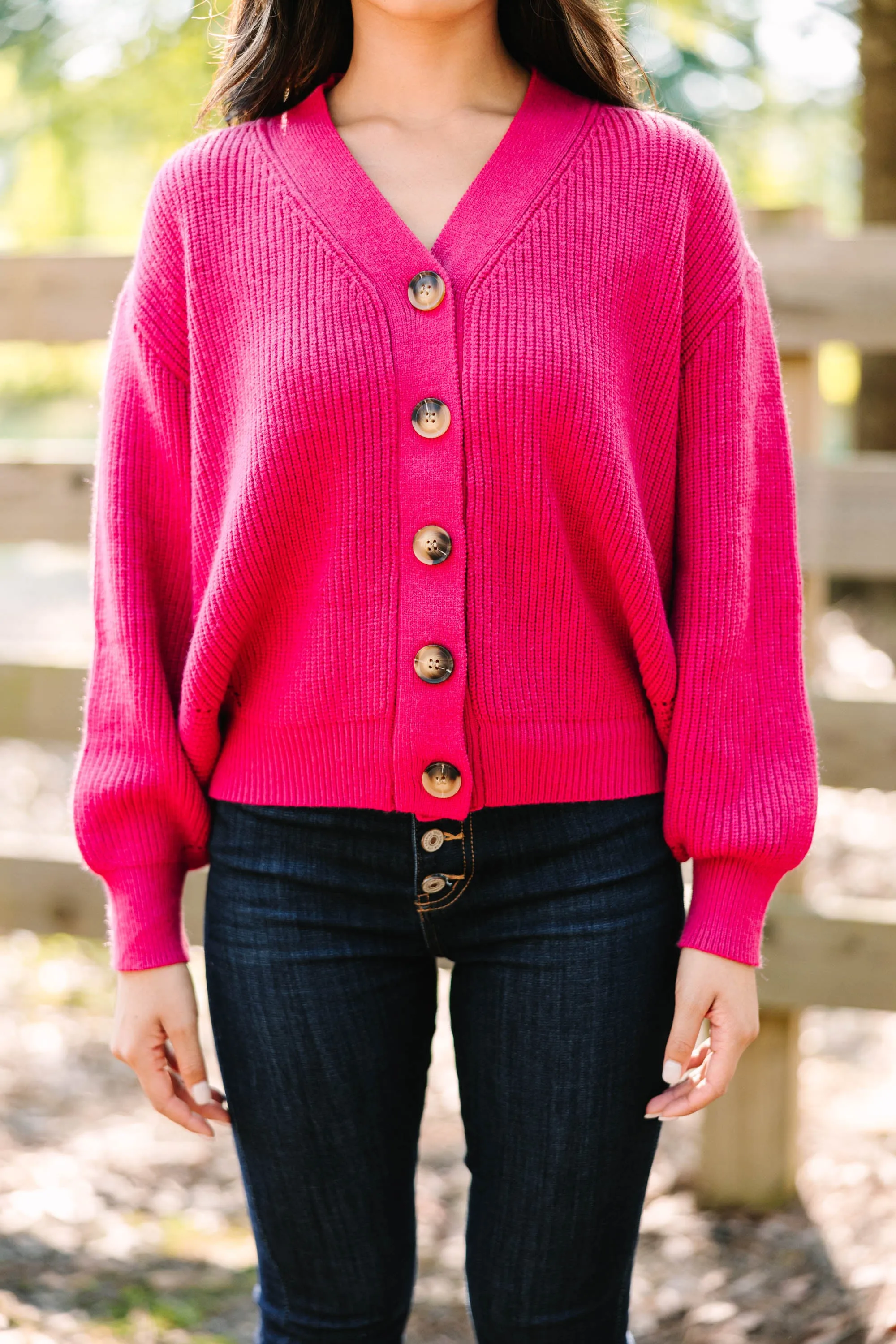 All Figured Out Deep Rose Pink Cardigan