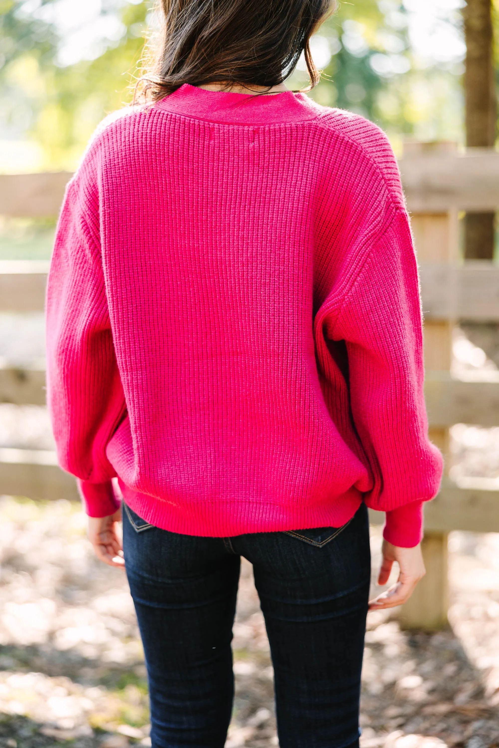 All Figured Out Deep Rose Pink Cardigan