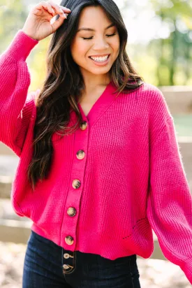 All Figured Out Deep Rose Pink Cardigan