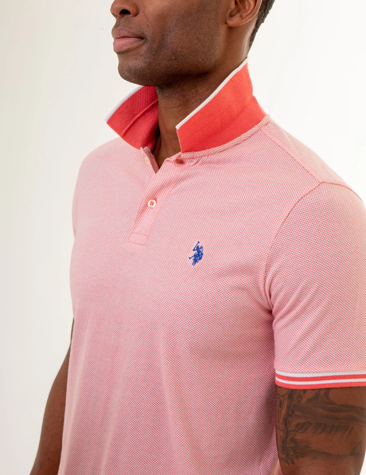 ALL OVER PRINT TEXTURED COLLAR POLO SHIRT