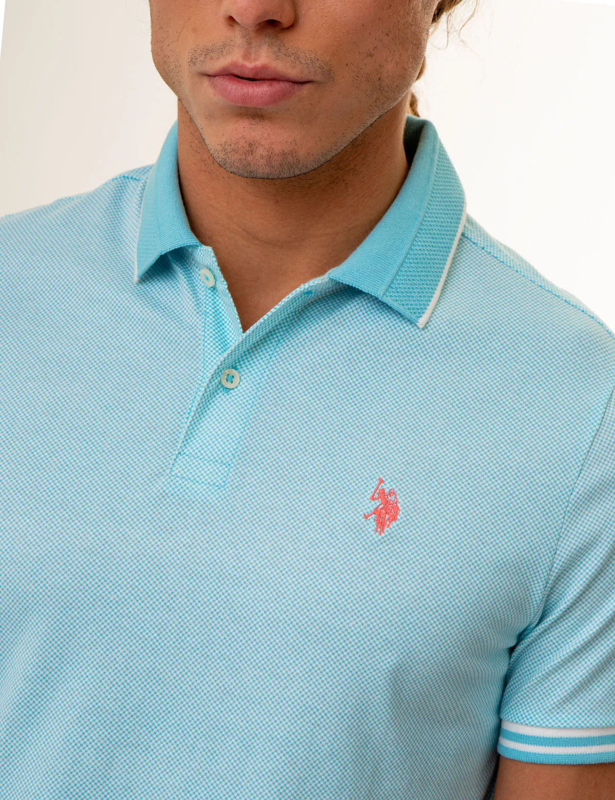 ALL OVER PRINT TEXTURED COLLAR POLO SHIRT