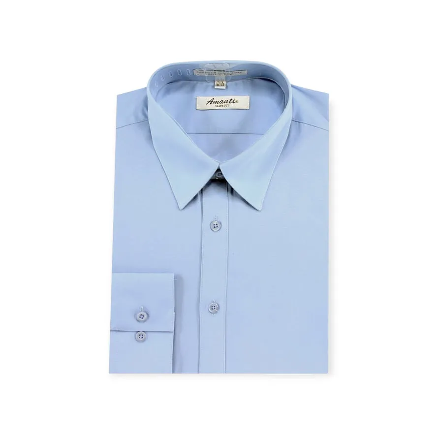 AMANTI: Slim Dress Shirt Baby Blue