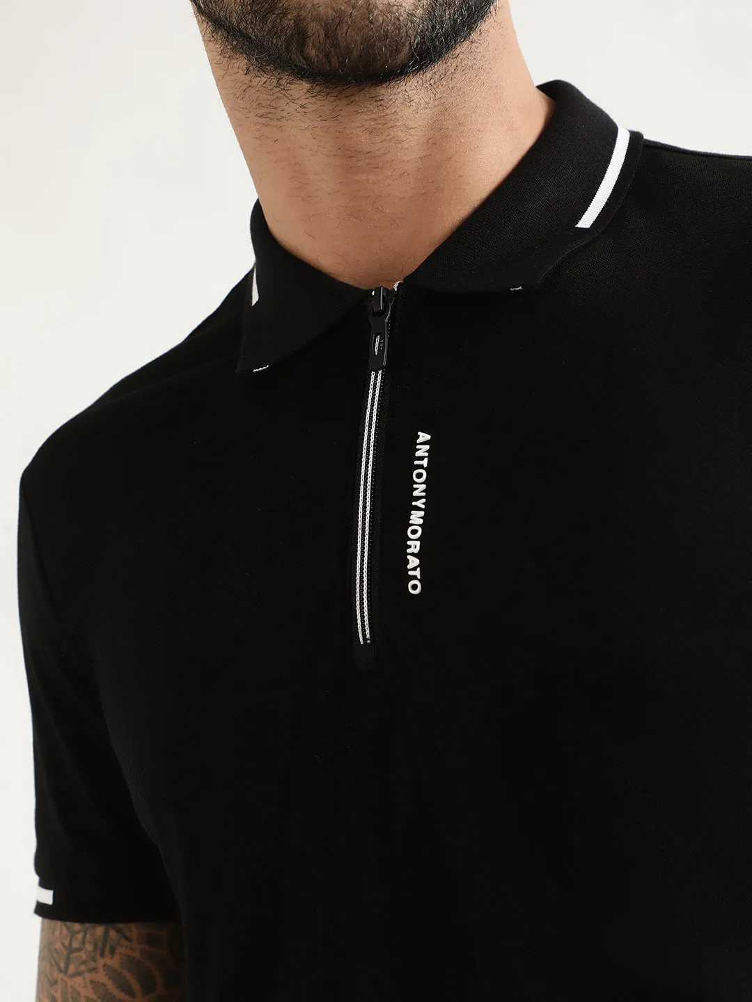 Antony Morato Black Slim Fit Polo T-Shirt