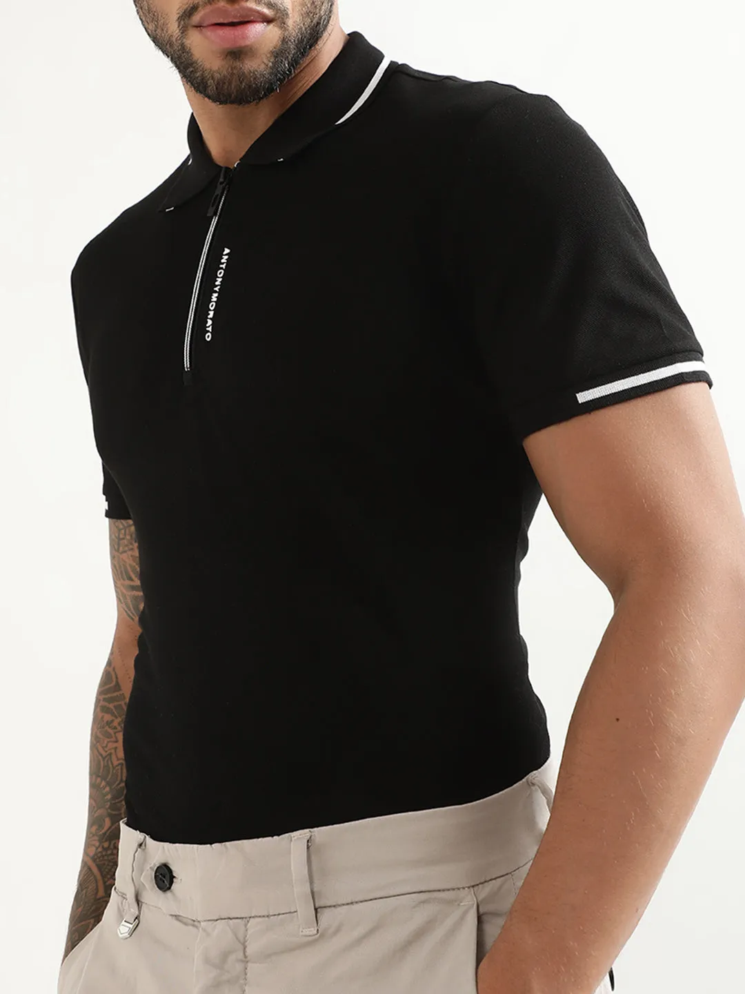 Antony Morato Black Slim Fit Polo T-Shirt