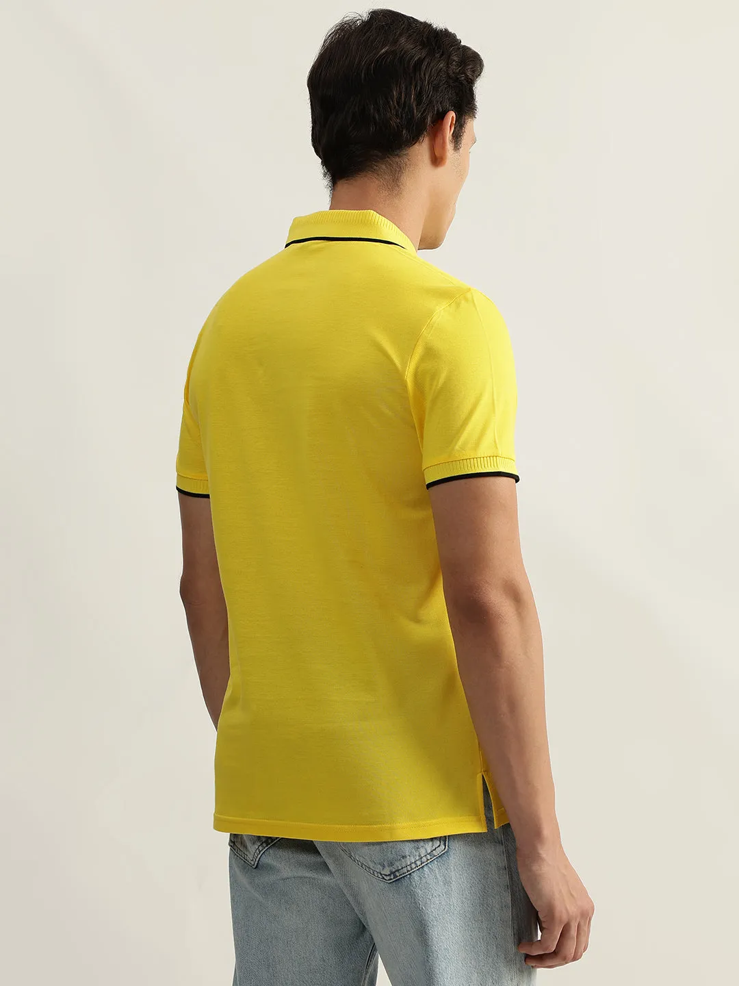 Antony Morato Men Yellow Solid Polo Collar Short Sleeves T-Shirt