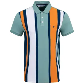 Archive Organic Cotton Interlock Vertical Stripe Polo Oil Blue - AW23