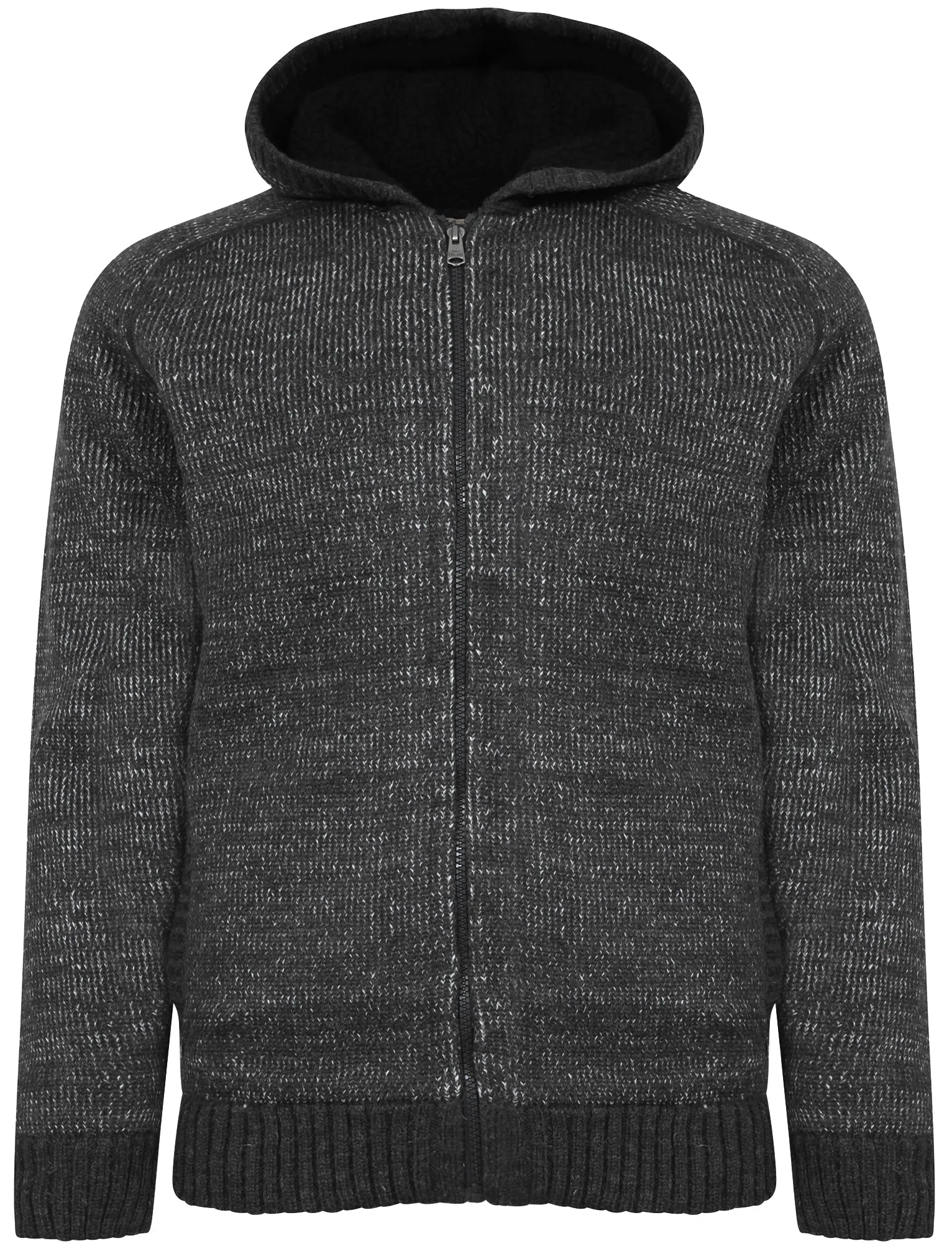 Argyll Sherpa Lined Hooded Cardigan in Charcoal Marl - Tokyo Laundry