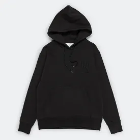 Arne Relaxed Organic Brushed Fleece N Logo Hoodie - Black