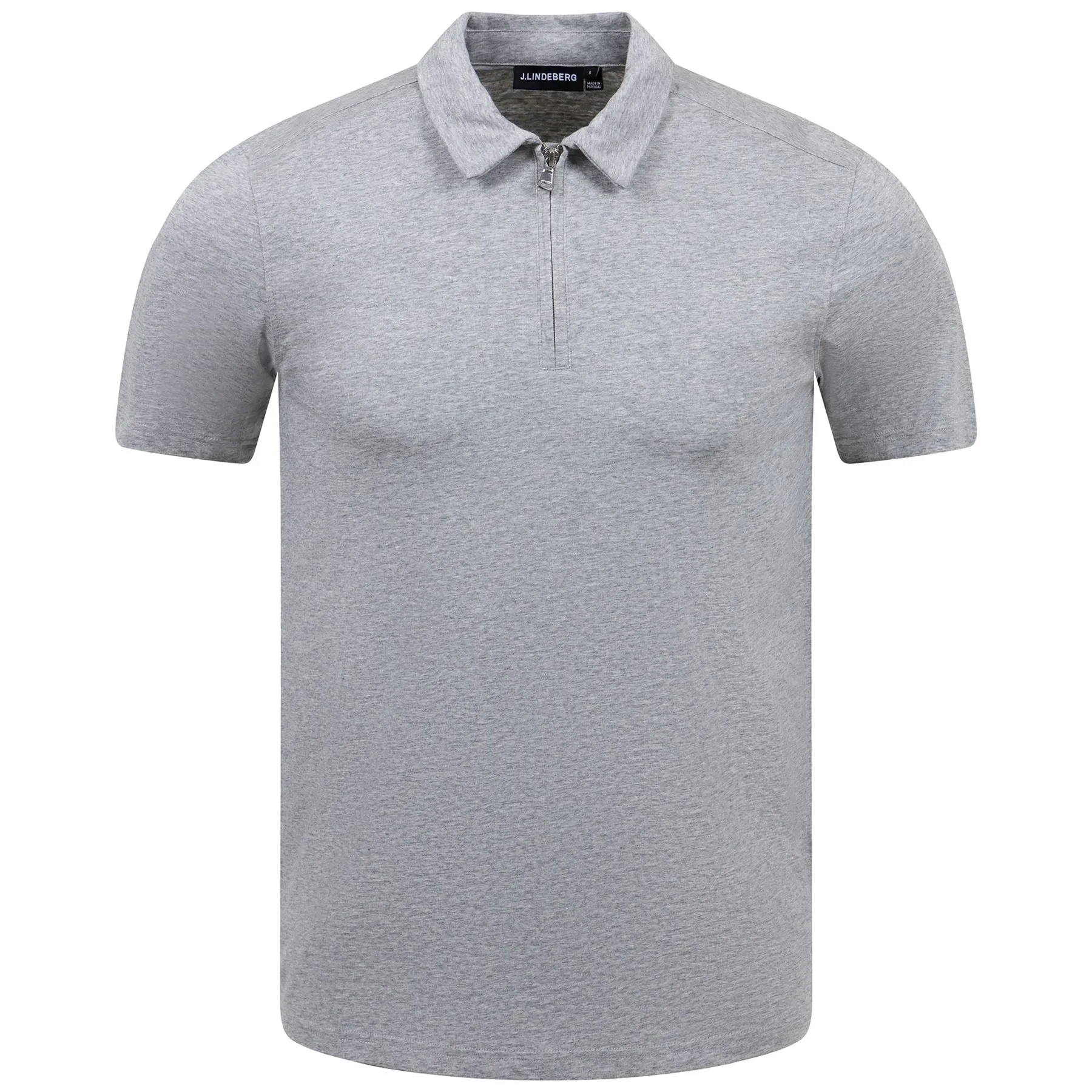 Asher Zip Neck Polo Light Grey Melange - SS23