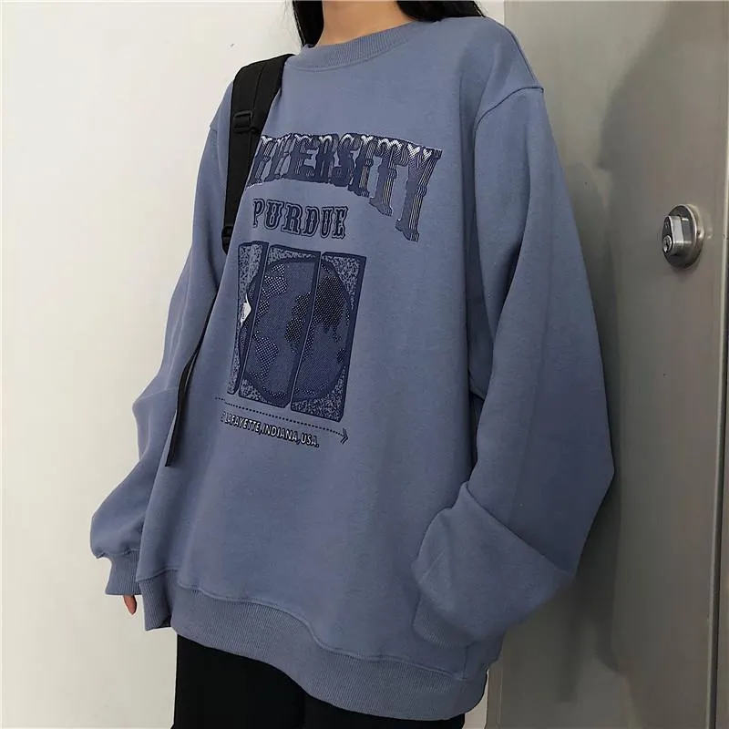 Autumn Thin Pullover Women Jumper Letter Sweatshirt Korean Casual Loose Tops Sweatshirt Vintage Harajuku Hoodie Polerones Mujer