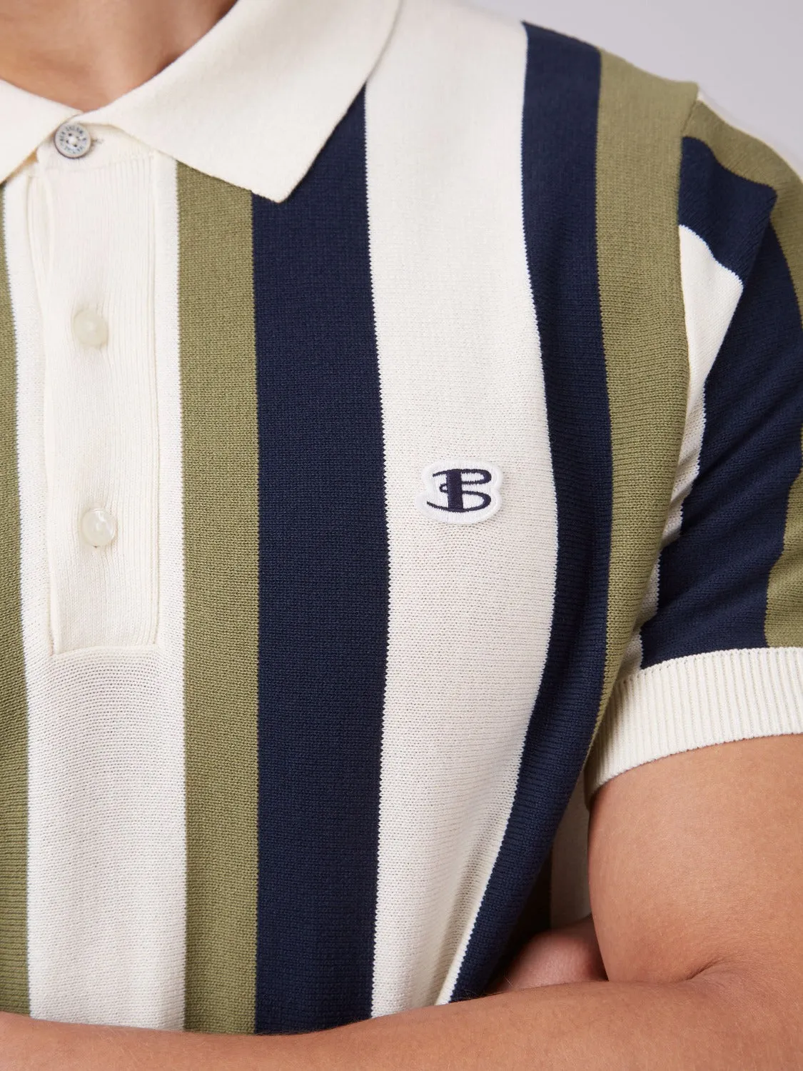 B by Ben Sherman Vertical Stripe Knit Polo