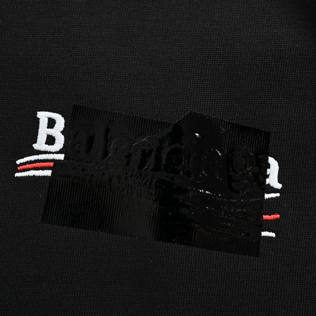 Balenciaga Embroidered Patch Logo T-Shirt (Black)