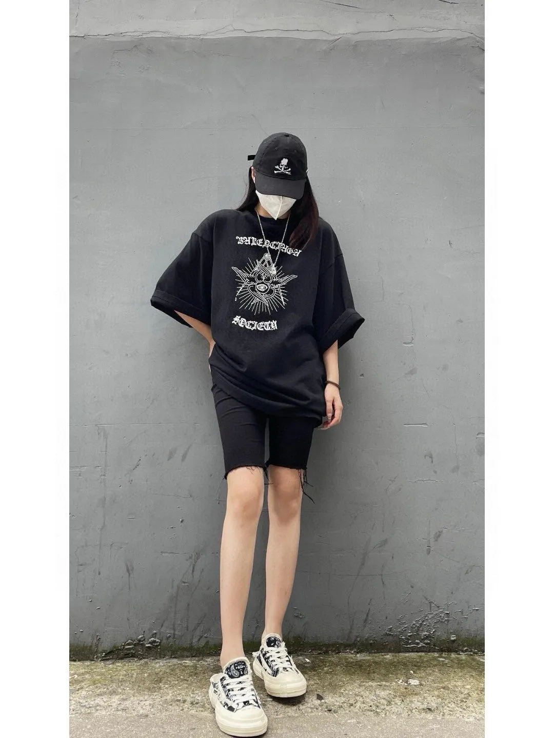 Balenciaga Society Black T-Shirt with White Graphic