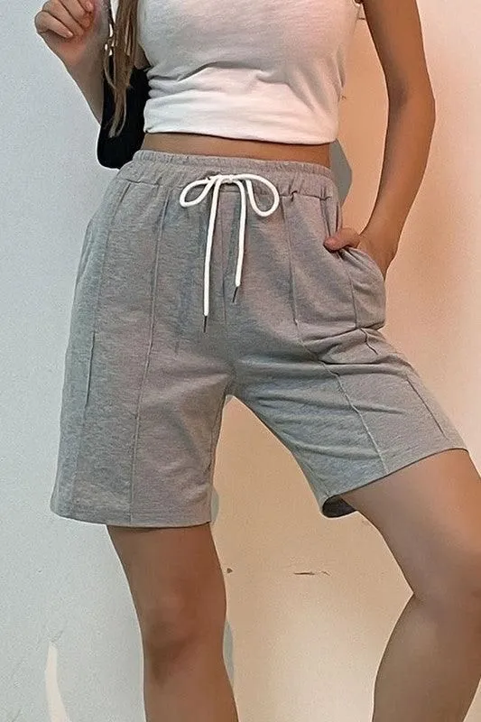 BANDING WAIST TIED CAUSAL SPORTS SHORTS