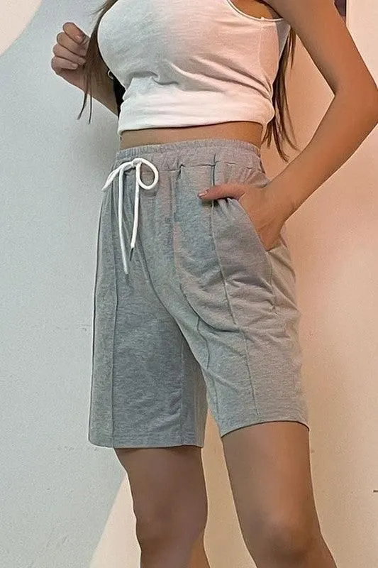 BANDING WAIST TIED CAUSAL SPORTS SHORTS