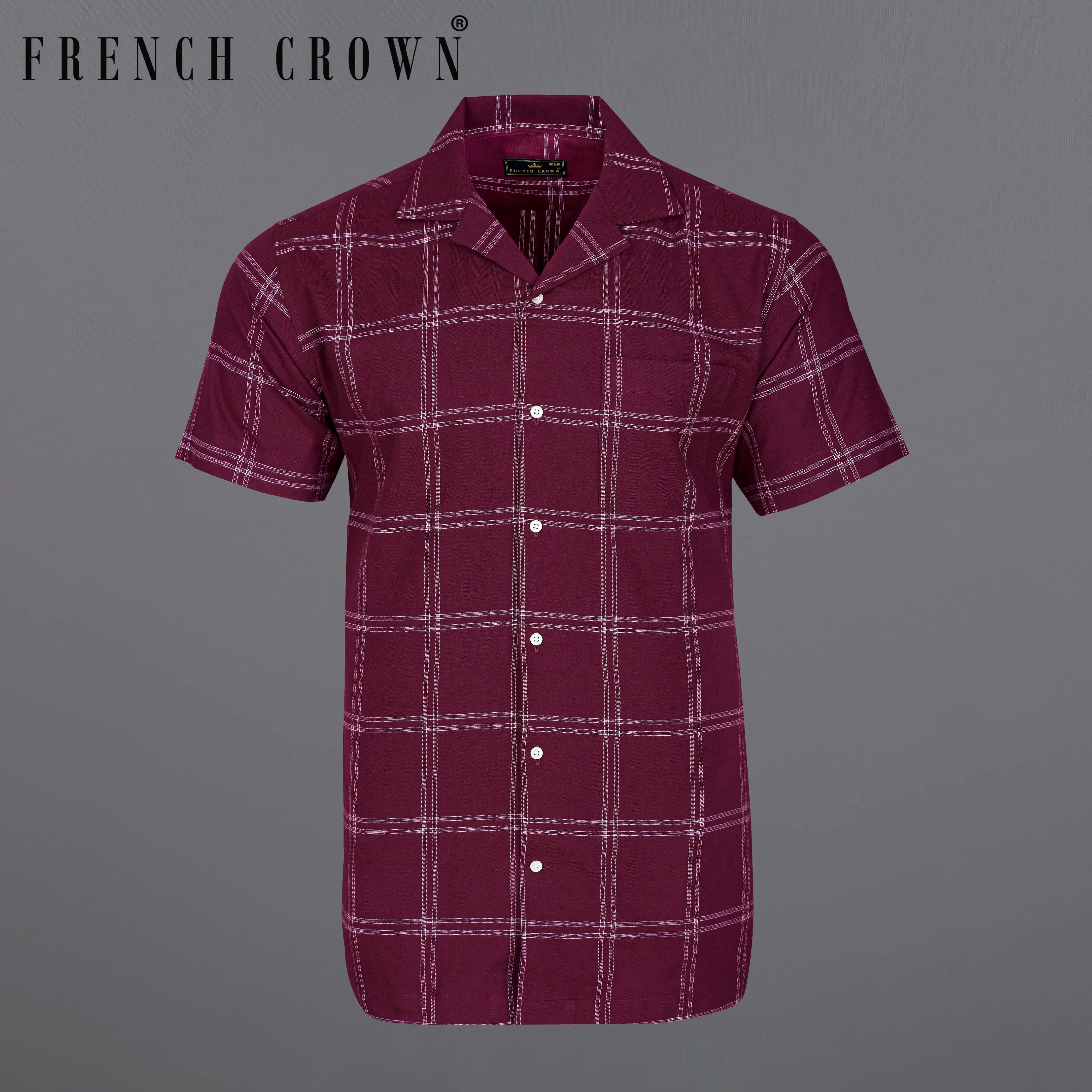 Barossa Maroon checkered half sleeve Flannel Shirt