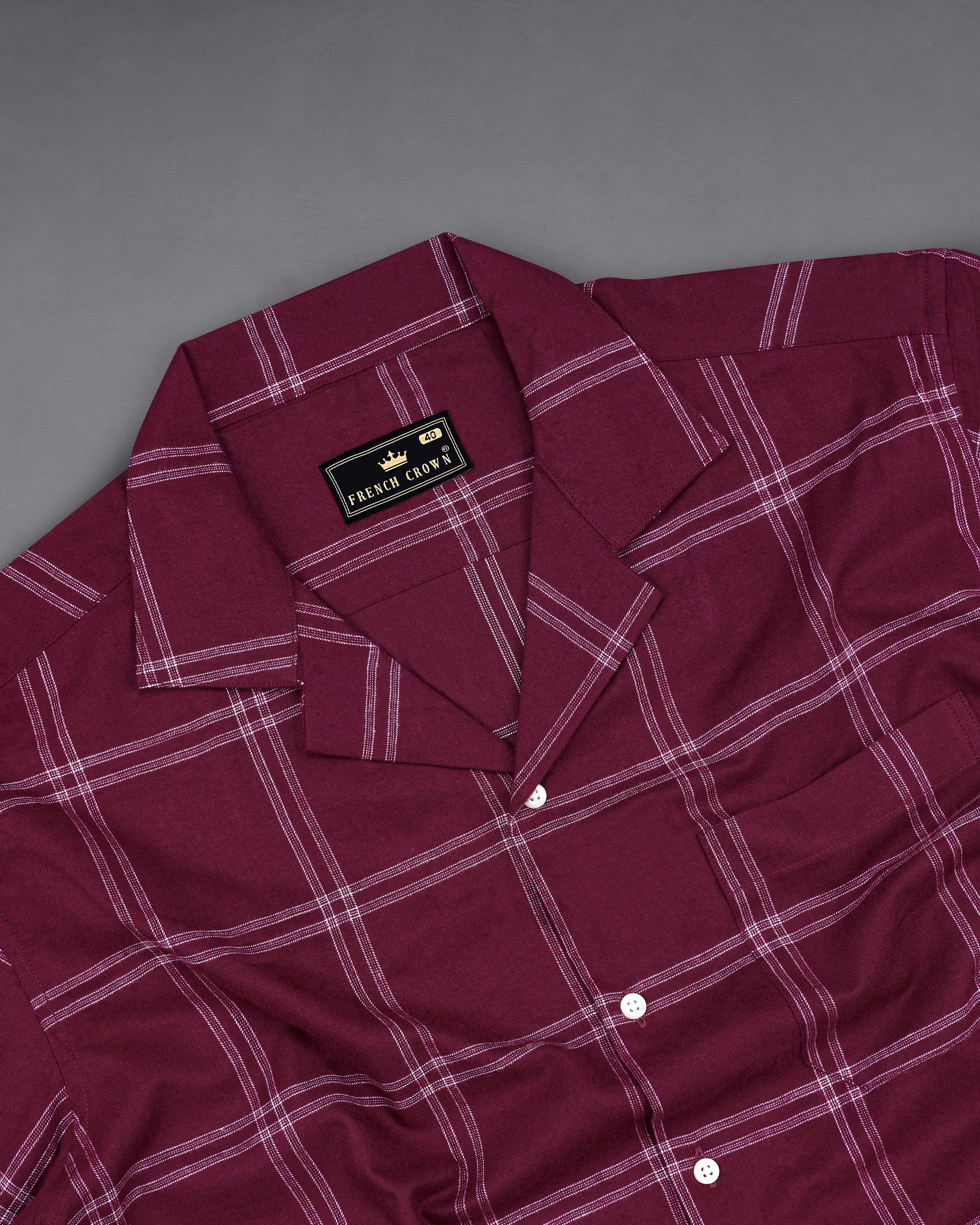 Barossa Maroon checkered half sleeve Flannel Shirt