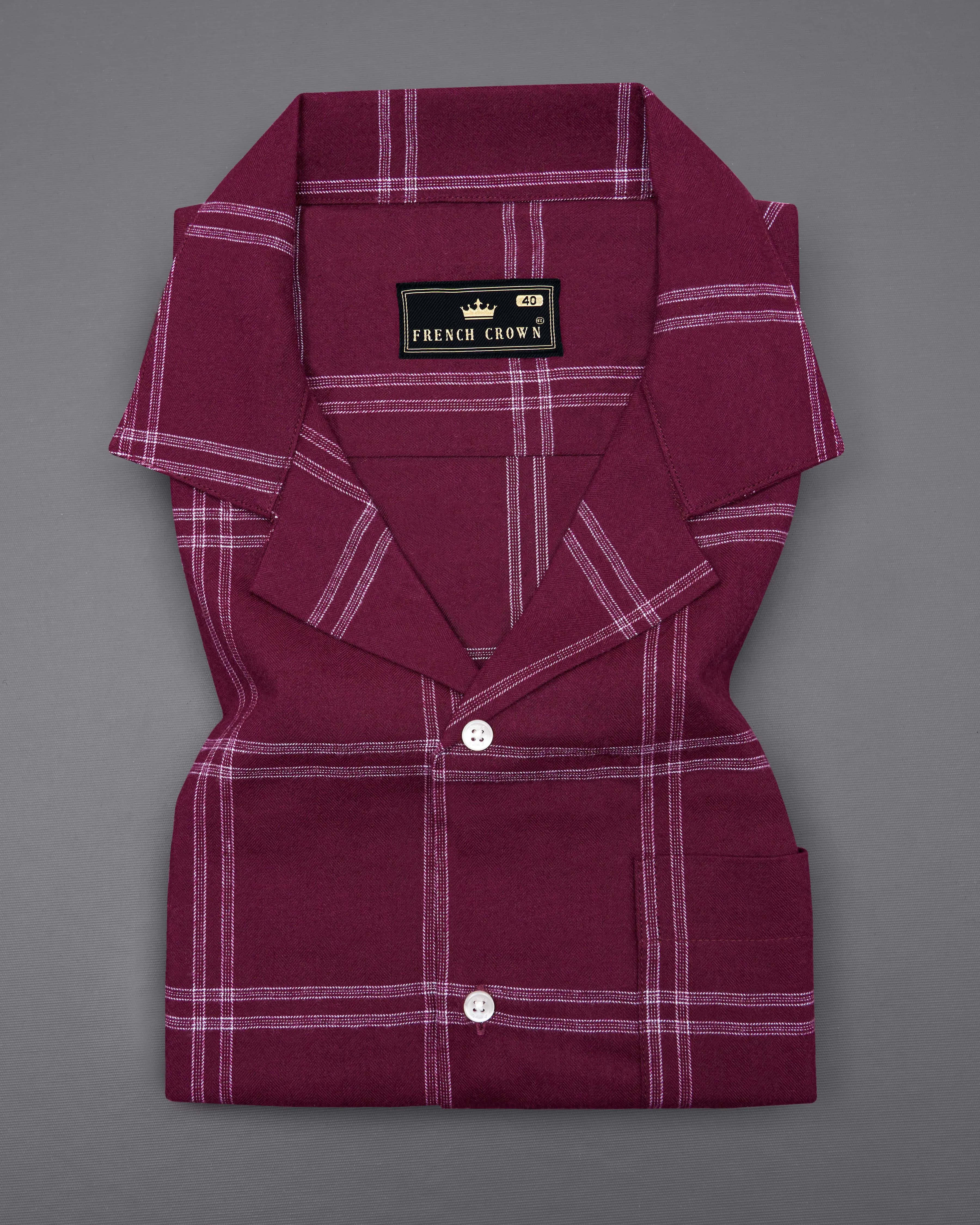 Barossa Maroon checkered half sleeve Flannel Shirt