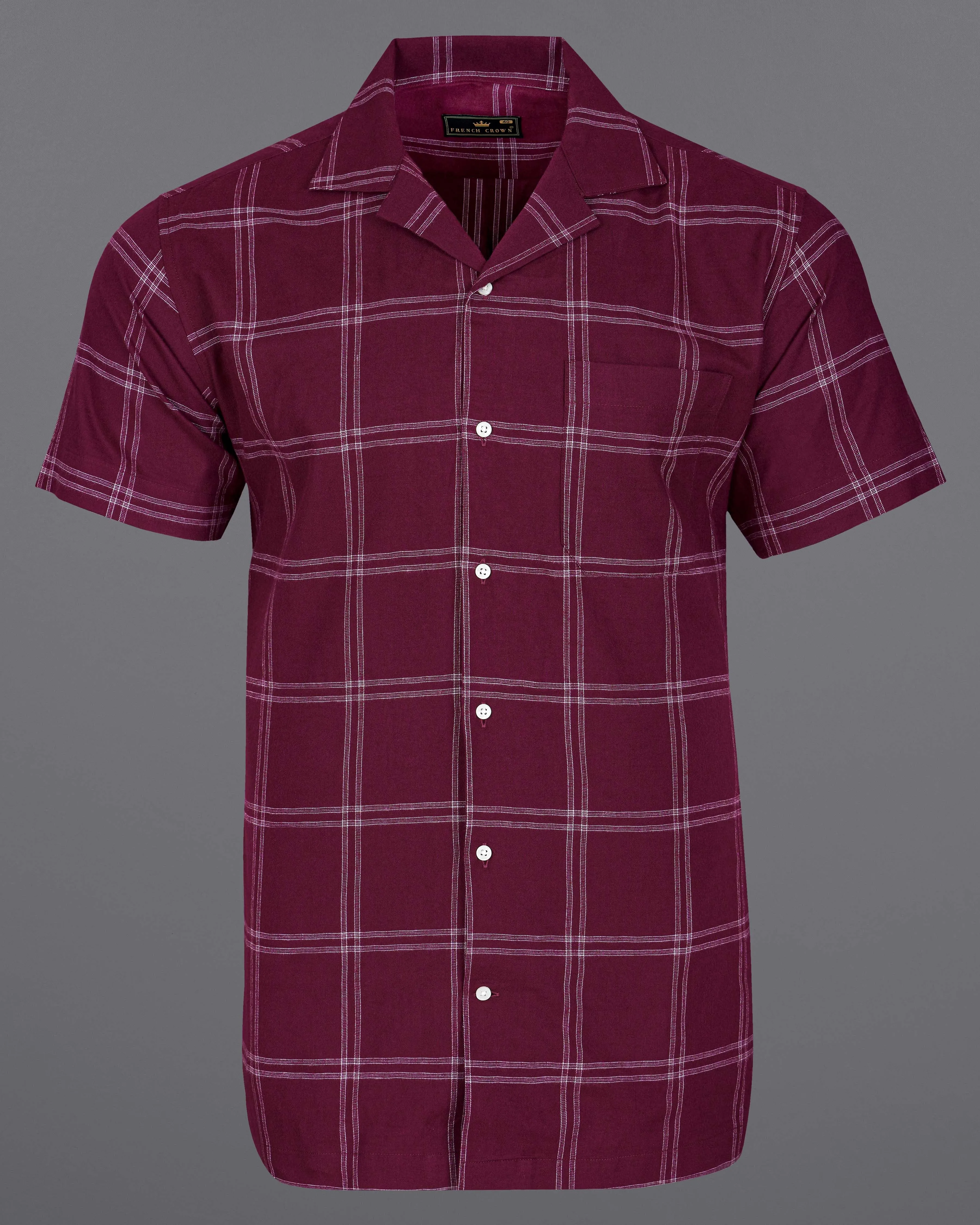 Barossa Maroon checkered half sleeve Flannel Shirt