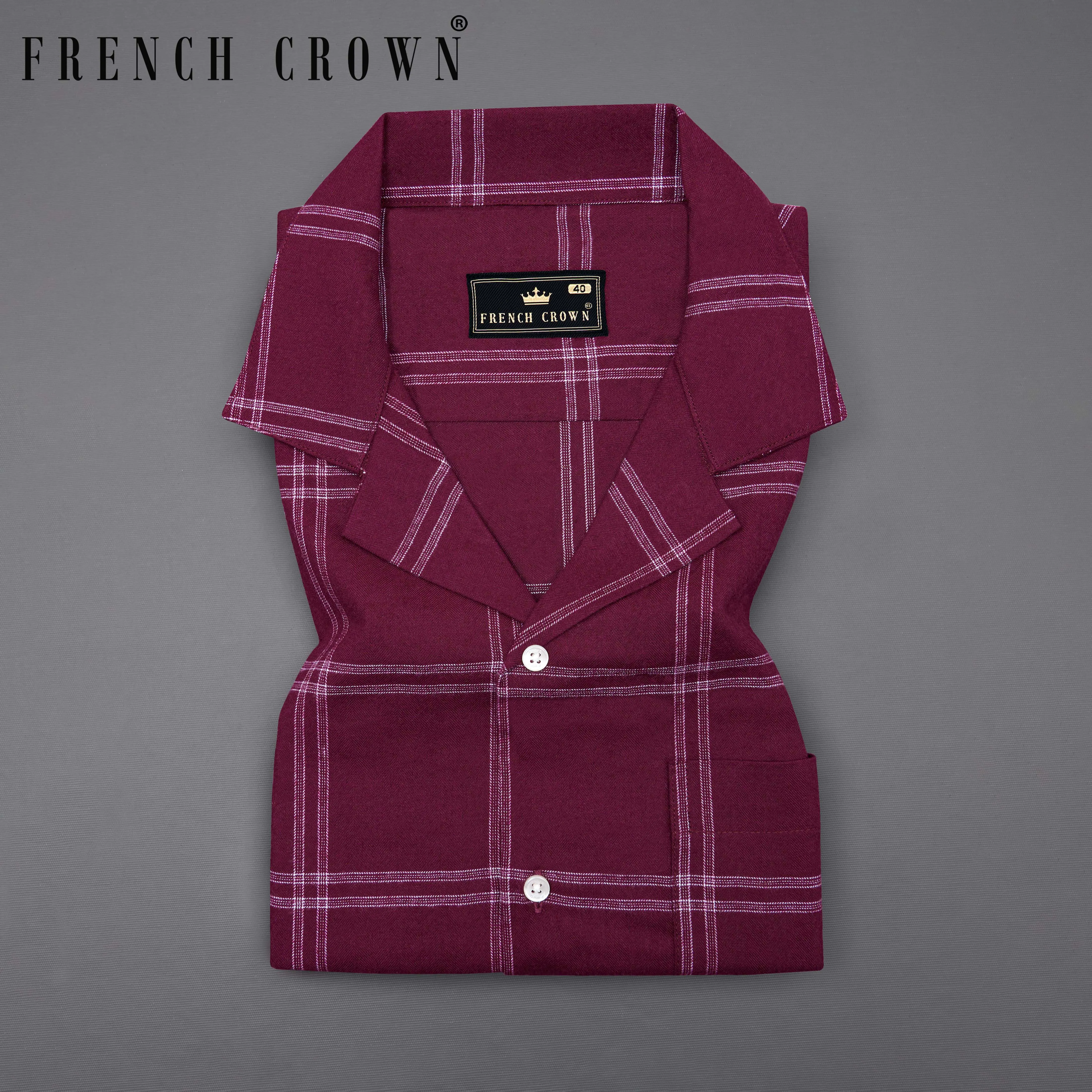 Barossa Maroon checkered half sleeve Flannel Shirt