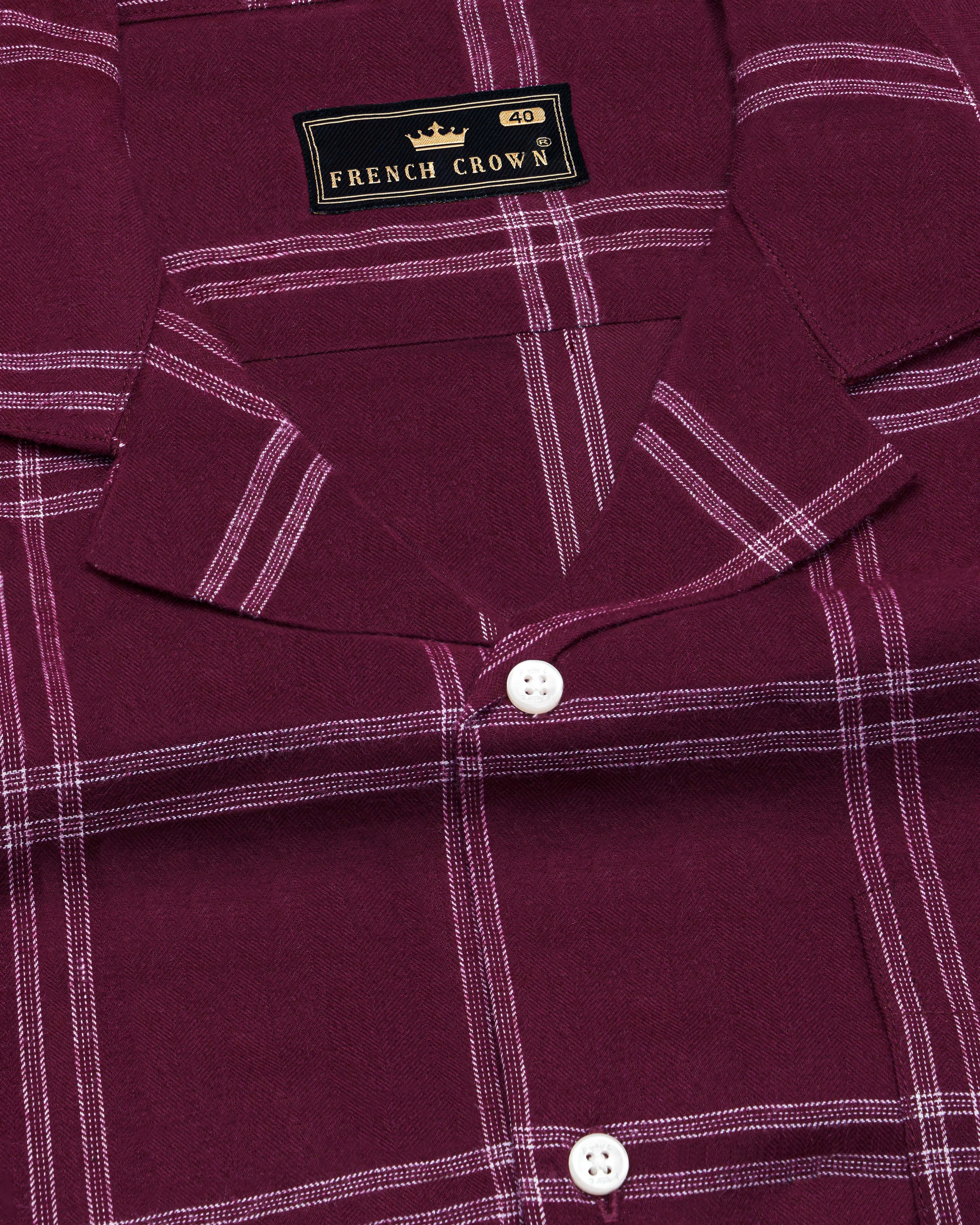 Barossa Maroon checkered half sleeve Flannel Shirt