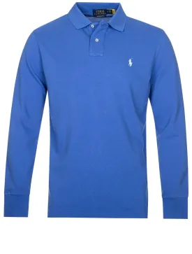 Basic Mesh Long Sleeve Polo Blue