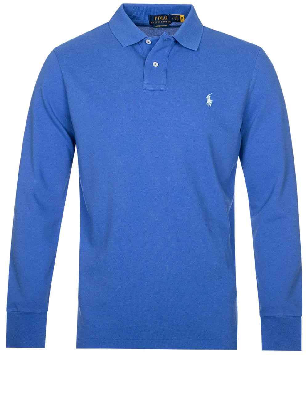 Basic Mesh Long Sleeve Polo Blue