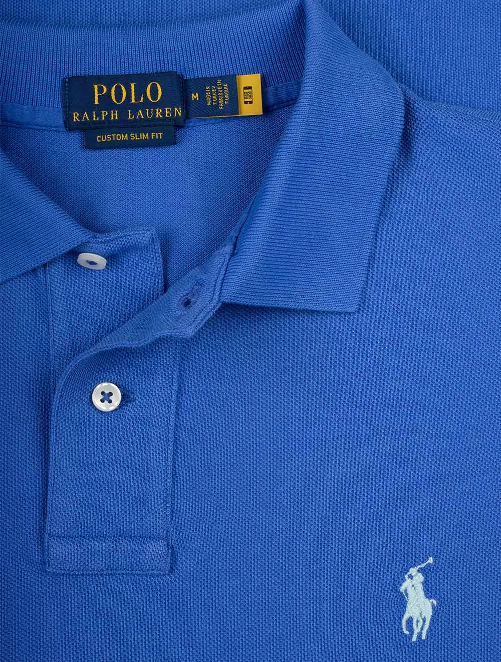 Basic Mesh Long Sleeve Polo Blue